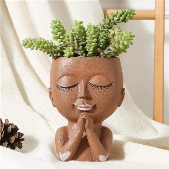 Face Planters Pots Succulent Planters Flower Pot Cute Head Planter Pot -Planters - Picture 3 of 7